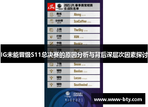IG未能晋级S11总决赛的原因分析与背后深层次因素探讨